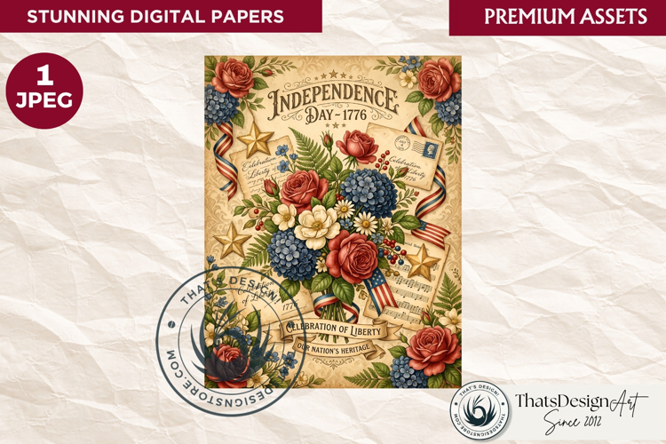 Patriotic Vintage 4th of July Junk Journal digital paper