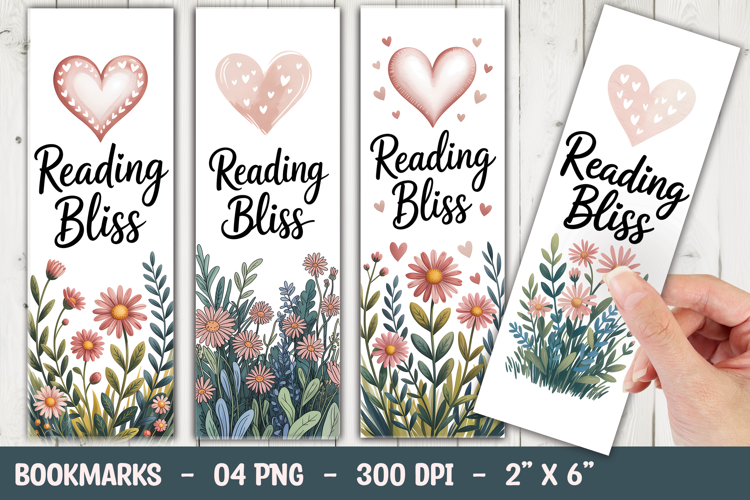 Reading Bliss Floral Bookmark Sublimation