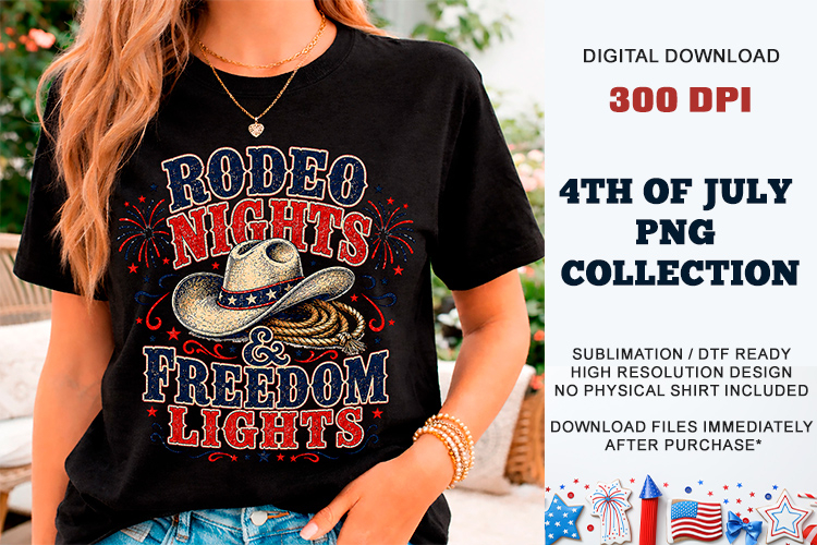 Rodeo Nights & Freedom Lights PNG | Sublimation DTF