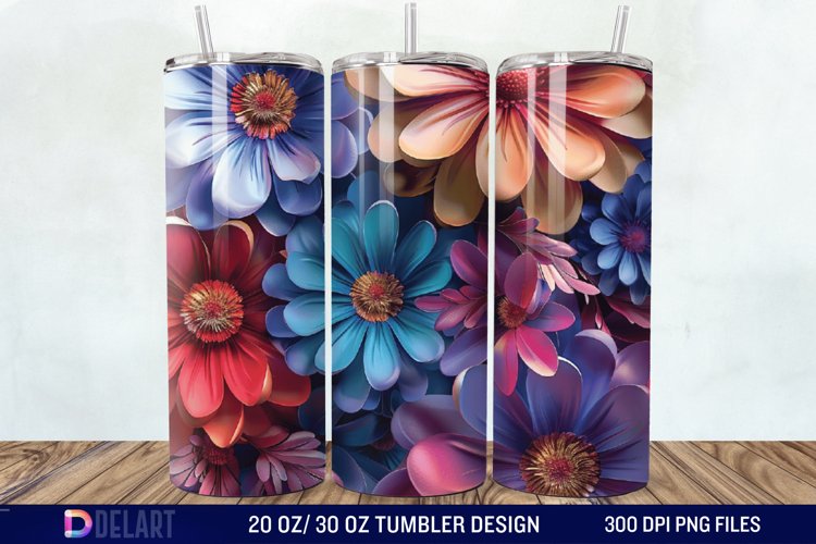 3D Painted Flower Tumbler Wrap example image 1