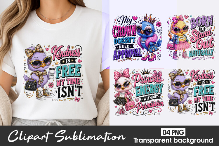 Princess Duck Quote Clipart Sublimation PNG example image 1