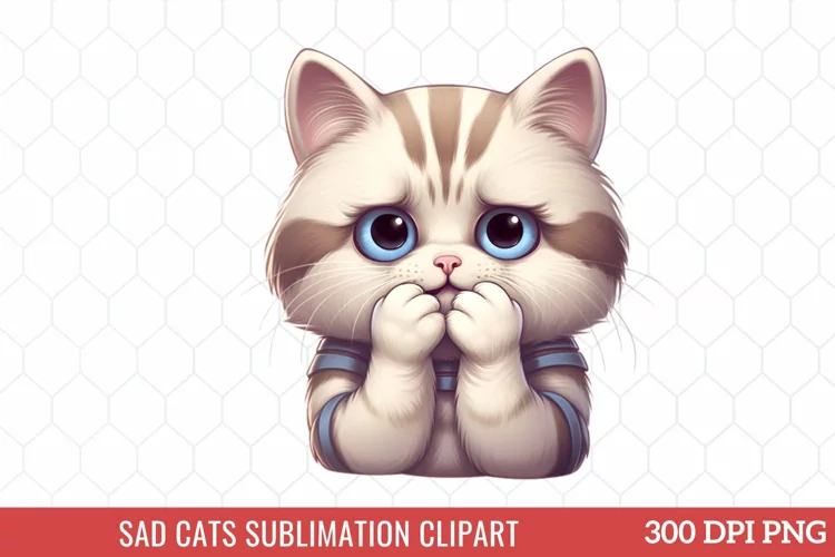 Sad Cats Sublimation Clipart