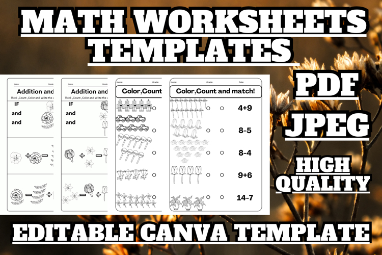 Editable Subtraction and addition Math worksheets template 8