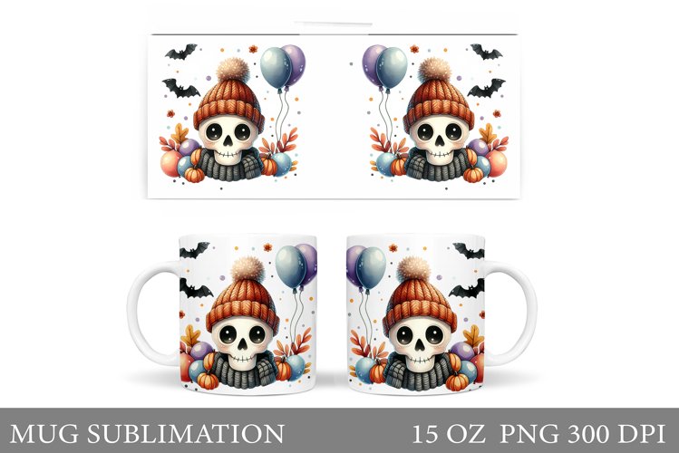 Funny Skeleton Mug Sublimation. Cute Skeleton Sublimation example image 1