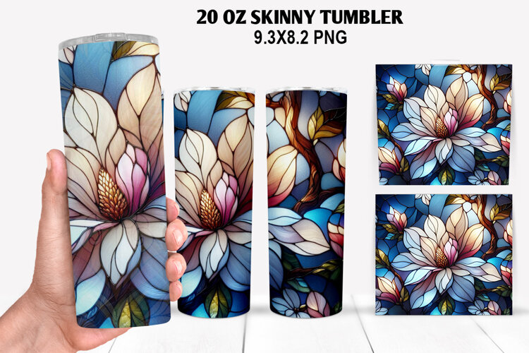 Flower Skinny Tumbler 20oz Wrap Design, Spring Tumbler Wrap example image 1