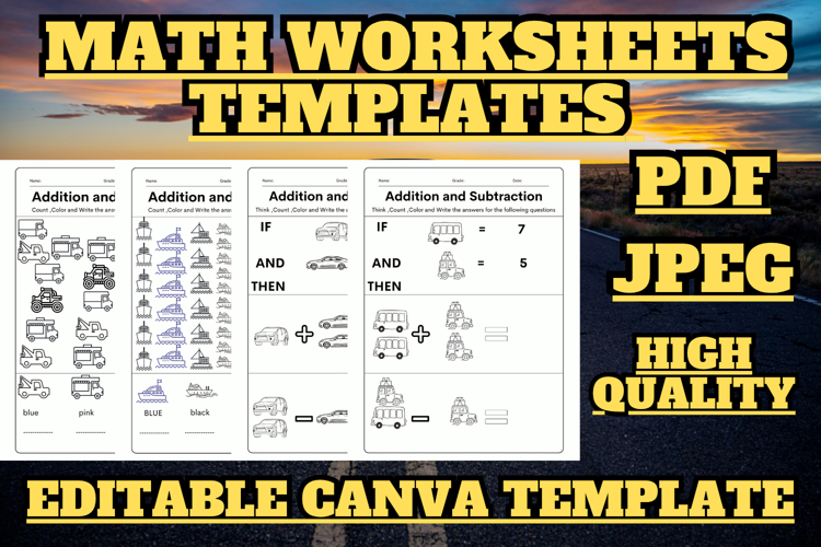 Editable Subtraction and addition Math worksheets template 4