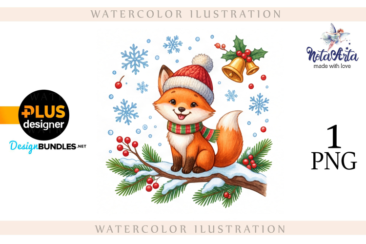 Illustration of a cute Christmas fox