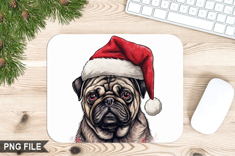 Christmas Dog Sublimation Mouse Pad PNG Design