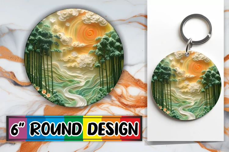 Spring Beauty Sublimation Circle Kaychain Landscape Print