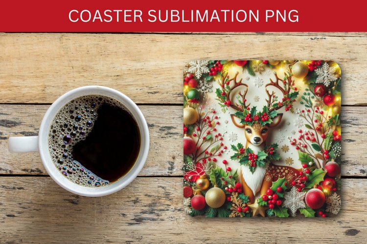 square coaster - christmas reindeers