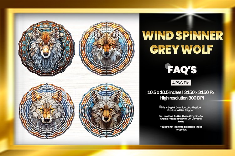 Grey Wolf Wind Spinner Sublimation - 04 Variati example image 1