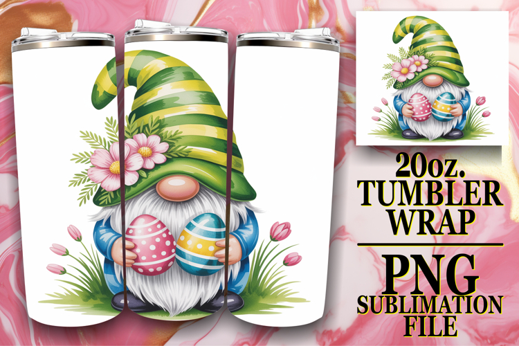 Sublimation Wonders 20oz tumbler wrap, Easter Gnomes example image 1