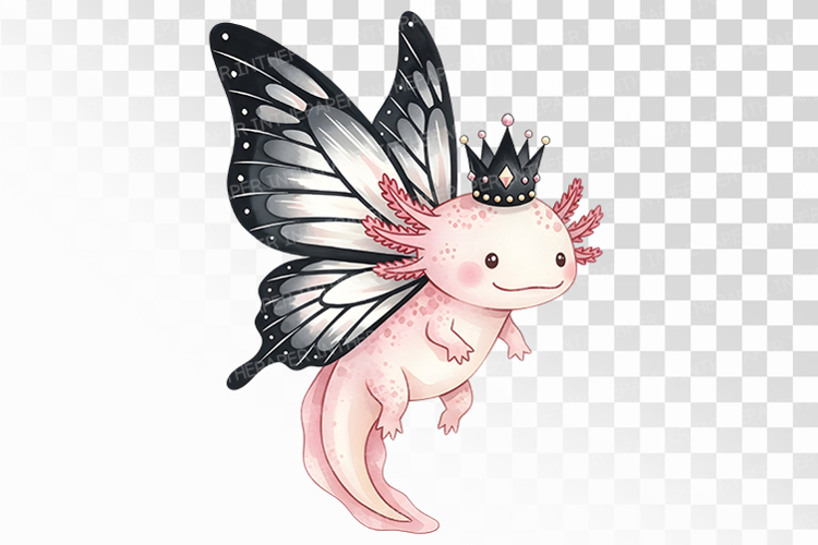 Halloween Axolotl Butterfly Queen Wings Crown PNG Uparupa
