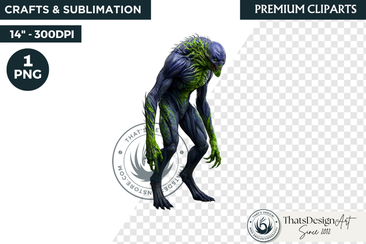 Halloween Acid Monster Clipart PNG Neon Fantasy Character