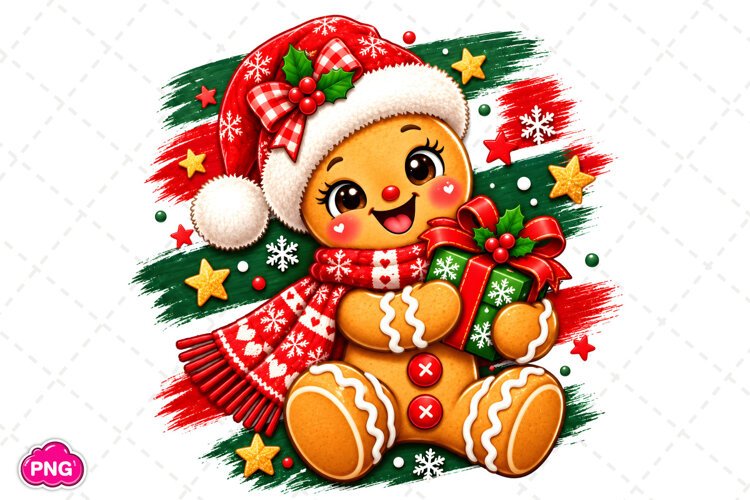 Gingerbread Christmas PNG, Cute Gingerbread PNG, Christmas example image 1