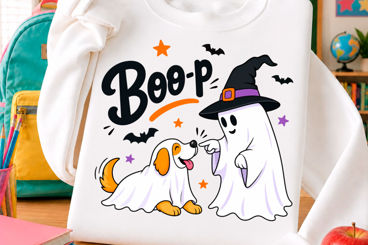 Cute Halloween Ghost Dog T Shirt Design