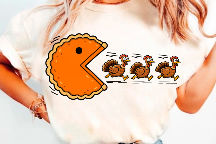Funny Thanksgiving Turkey T-Shirt Design With Pumpkin