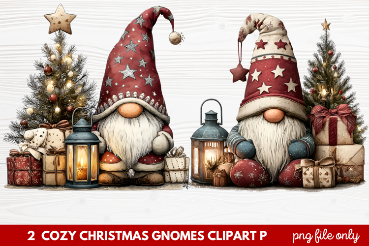 Cozy Christmas Gnomes Clipart | Cute Winter Holiday Gnome