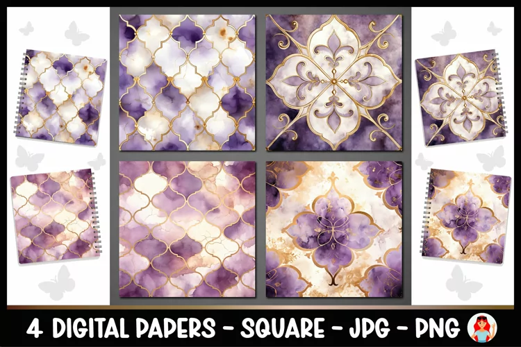 4 Vintage Abstract Digital Papers I Junk Journal Pages