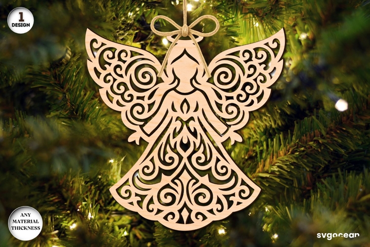 Christmas Angel Ornament Laser Cut | Glowforge | SVG