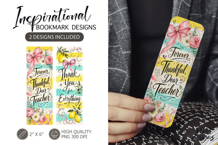 Thankful Teacher Floral Bookmarks teacher appreciation