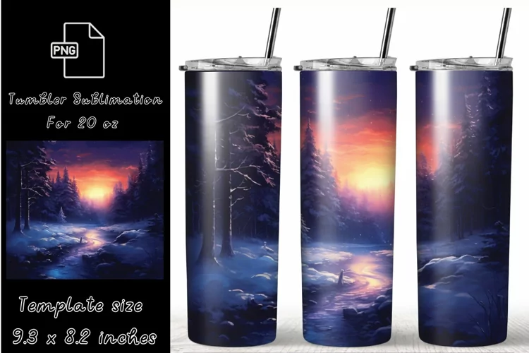 20oz Skinny Tumbler, Watercolor Winter Tumbler Sublimation