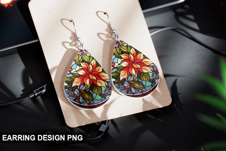 Stained Glass Christmas flowers Earring Design