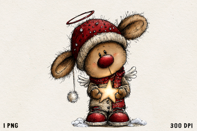 Cute Whimsical Christmas Reindeer Clipart Holiday PNG