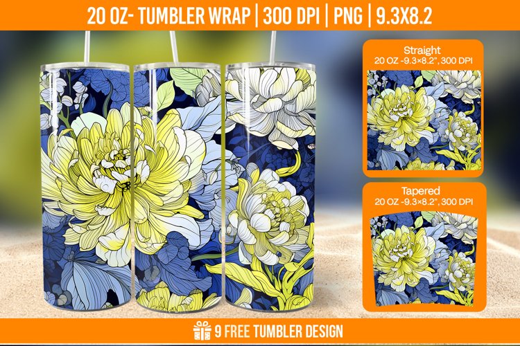 Flowers Tumbler Wrap Designs, Sublimation Wrap