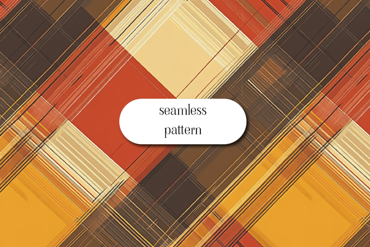 Diagonal Plaid Seamless Pattern in Red and Yellow