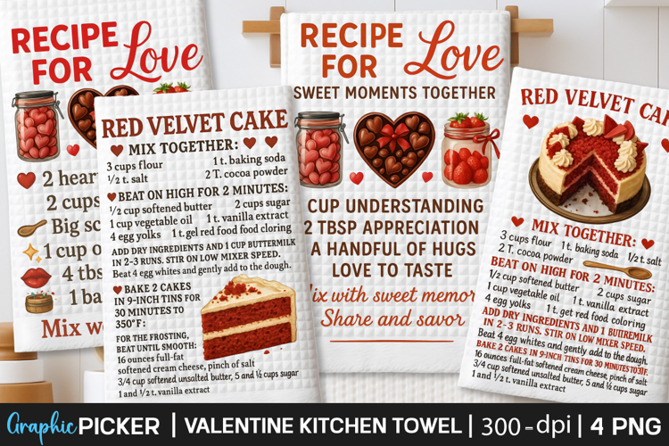 Valentine Kitchen Towel PNG, Valentine day Sublimation, Xoxo