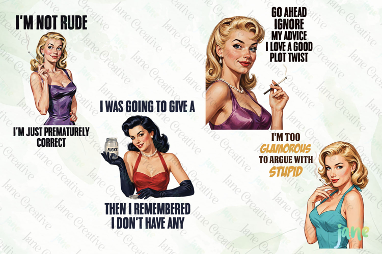 Funny Sarcastic Pin-up Girl Clipart