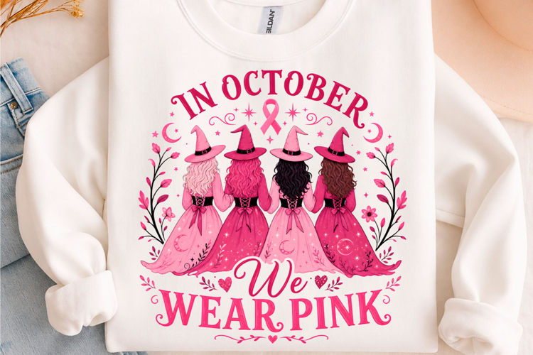 In October We Wear Pink Witch PNG