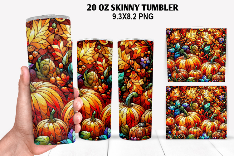 Pumpkins Skinny Tumbler 20oz Wrap Design, Halloween Tumbler