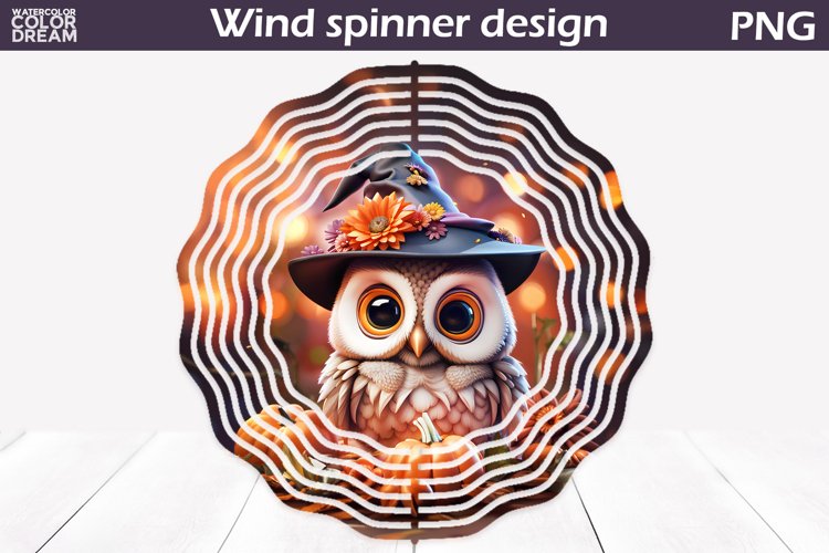 Owl Wind Spinner Sublimation | Halloween Wind Spinner example image 1
