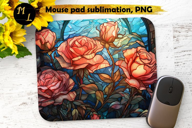 Roses mousepad png,Stained glass Roses Mouse pad design