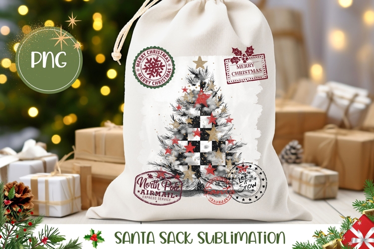 Abstract Christmas Tree Santa Sack, Christmas Gift Bag