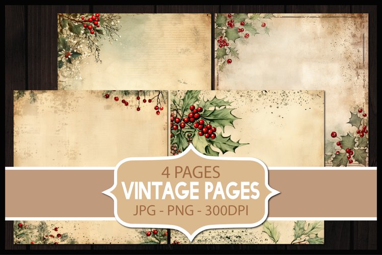 4 Vintage Christmas Abstract Digital Papers I Junk Journal