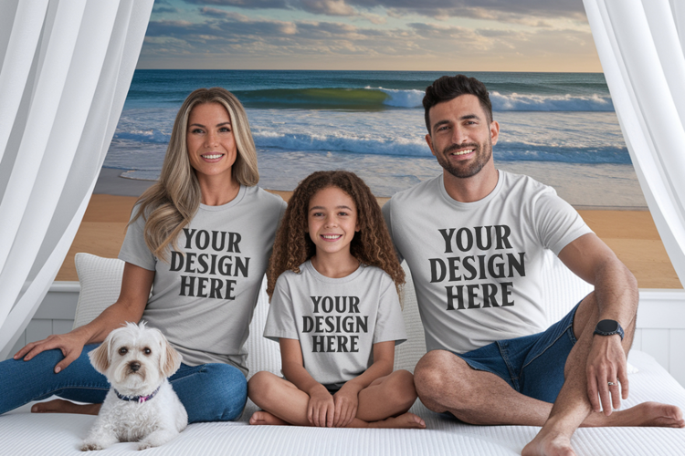 Bella Canvas 3001 Family Group T-Shirt Mockup