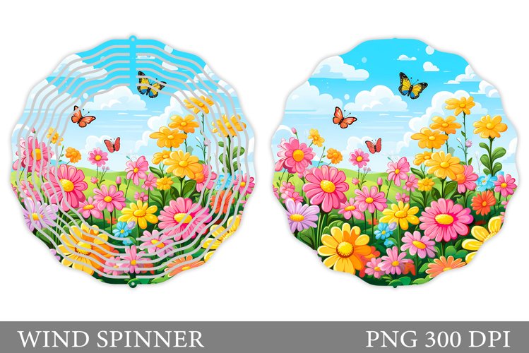 Flowers Wind Spinner Design. Floral Wind Spinner Sublimation example image 1