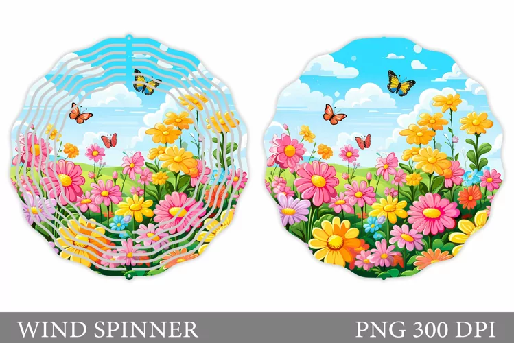 Flowers Wind Spinner Design. Floral Wind Spinner Sublimation