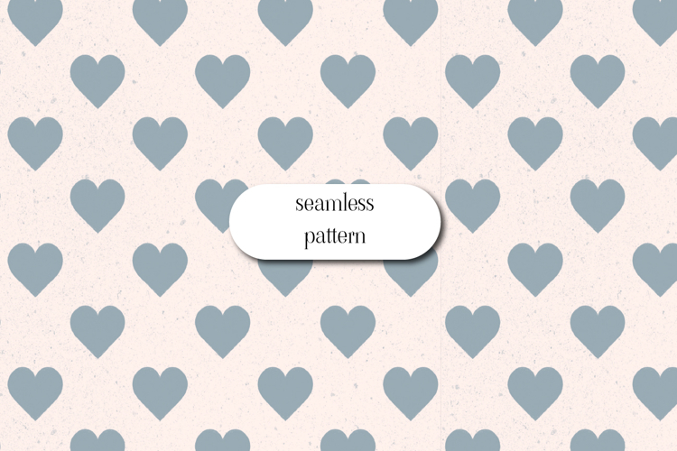 Blue Heart Seamless Pattern on Soft Beige Vintage Background