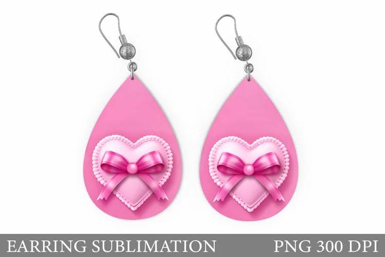 Heart Earring Sublimation. Valentine Teardrop Earring