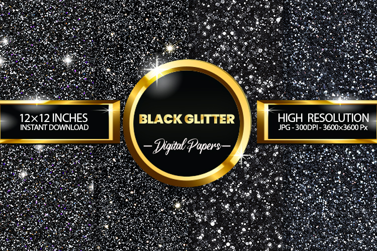 Black Glitter Digital Papers - 04 Variations