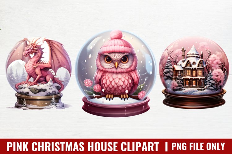 Pink Christmas in Snow Globe Sublimation