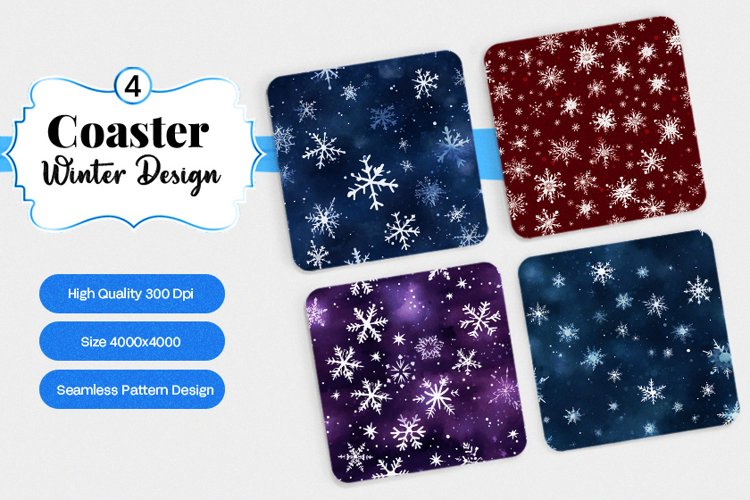 Square Coaster winter snow Sublimation example image 1