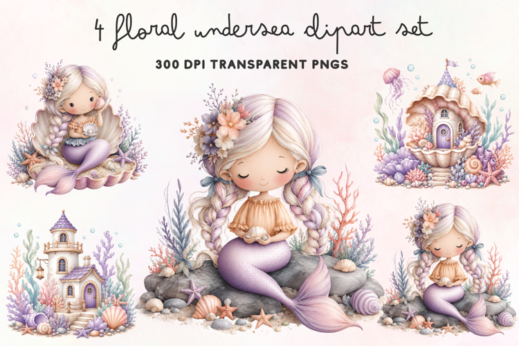 Floral Undersea Clipart Set PNG