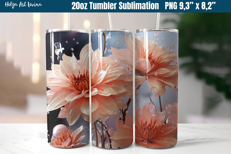 3D Flower 20 OZ Skinny Tumbler Sublimation example image 1