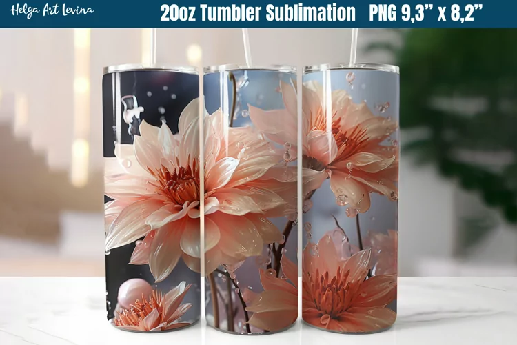 3D Flower 20 OZ Skinny Tumbler Sublimation