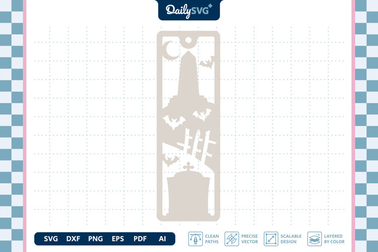Graveyard Bookmark Halloween SVG example image 1